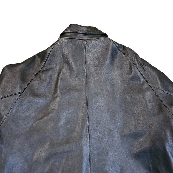 Marc New York Andrew Mark Black Leather Coat XL Zipup Patch Pockets Heavy - Picture 6 of 15